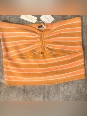 American Eagle Outfitters Orange Striped Knit Crop Top